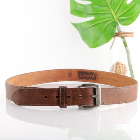 Levi's Belt Medium Brown Genuine Leather Prong Buckle Men 38 Work Casual - Picture 11 of 11